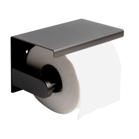 Alfi Brand Brushed Black PVD Stainless Steel Toilet Paper Holder with Shelf ABTPP66-BB